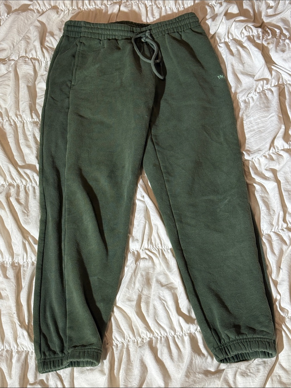 TNA Women's Forest Green Fleece Joggers with Drawstring